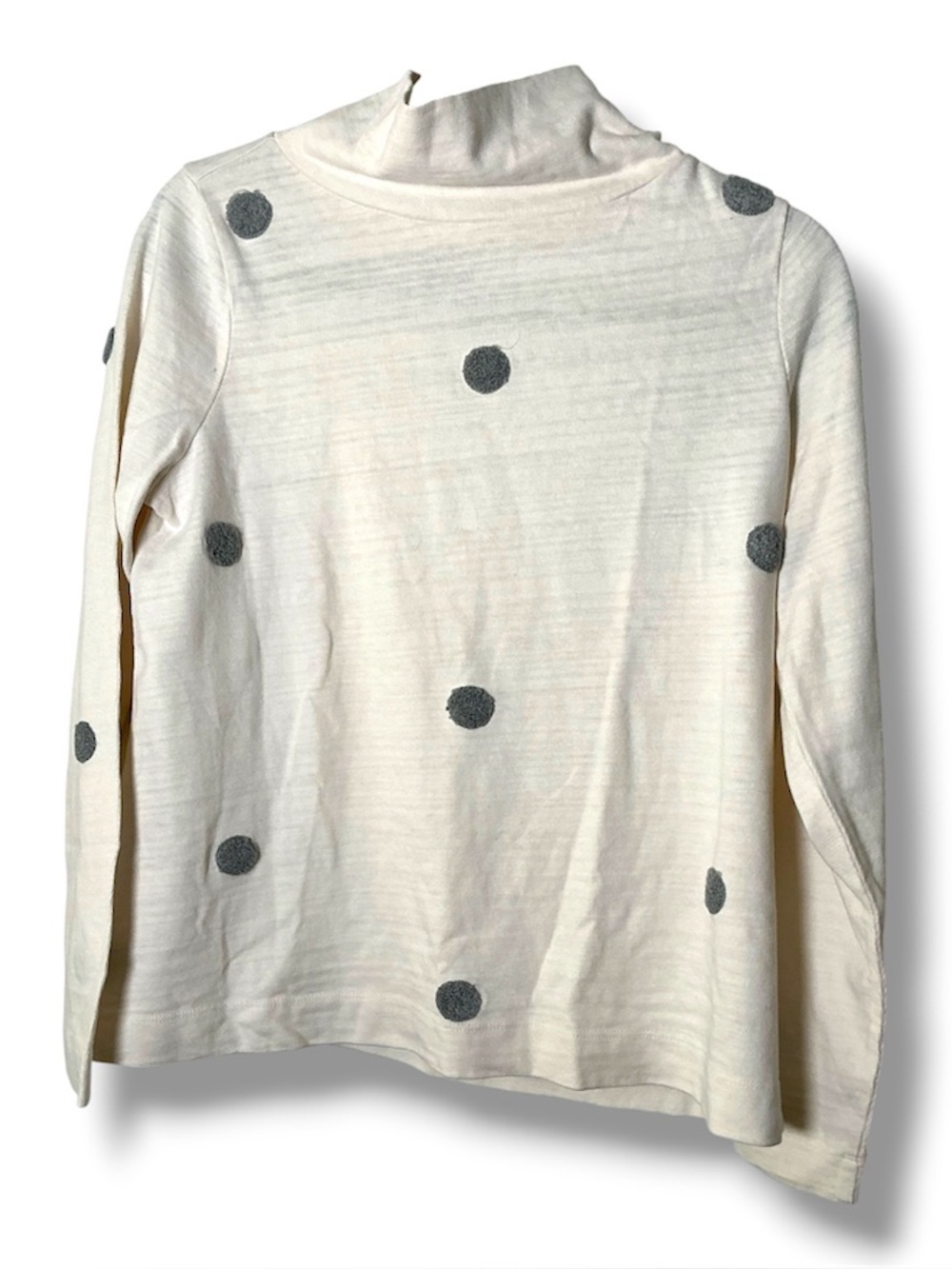 Loft Womens Cream Polka Dot Long Sleeve cotton Top